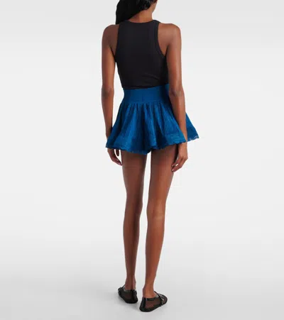 Alaïa Scalloped Crinoline Shorts In Blue