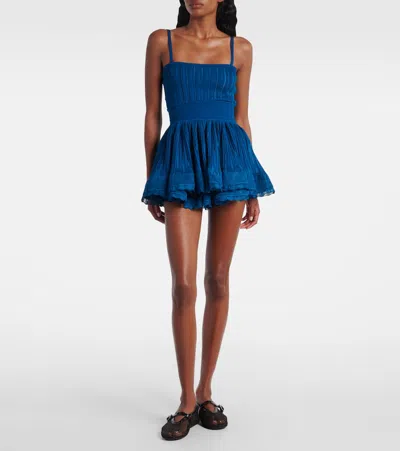 Alaïa Scalloped Crinoline Shorts In Blue