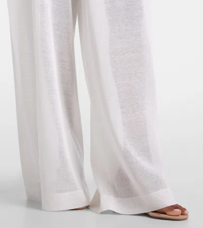 Alaïa Linen And Silk Wide-leg Pants In White