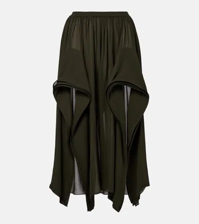 Alaïa Ruffled Georgette Pants In Black