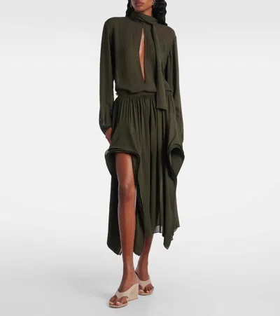 Alaïa Ruffled Georgette Pants In Black