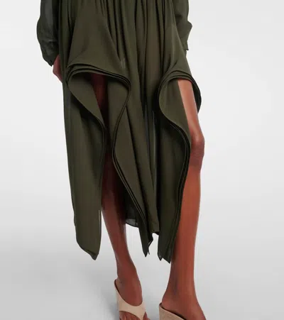 Alaïa Ruffled Georgette Pants In Black