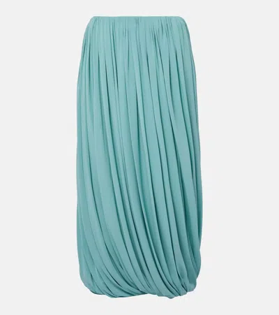 Alaïa Twisted Gathered Jersey Midi Skirt In Blue