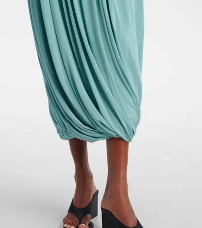 Alaïa Twisted Gathered Jersey Midi Skirt In Blue