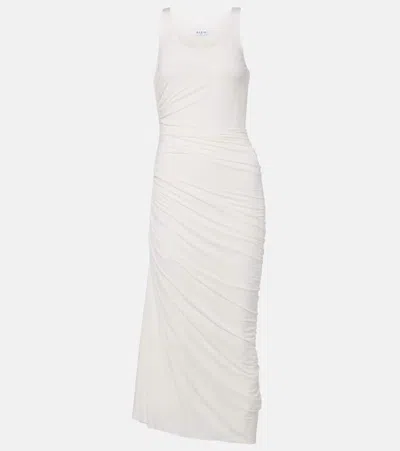 Alaïa Asymmetrical Gathered Jersey Maxi Dress In White