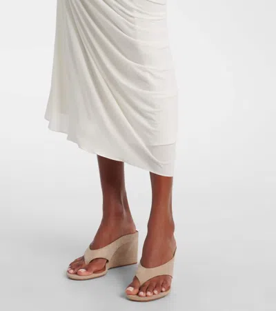 Alaïa Asymmetrical Gathered Jersey Maxi Dress In White