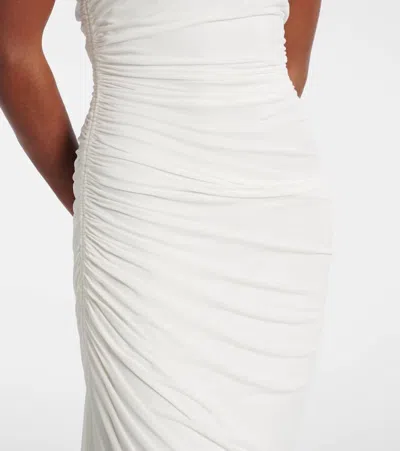 Alaïa Asymmetrical Gathered Jersey Maxi Dress In White