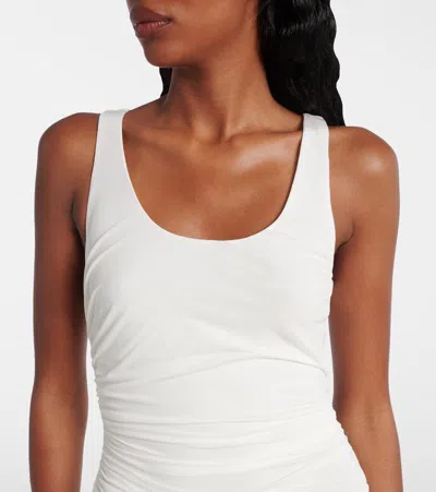 Alaïa Asymmetrical Gathered Jersey Maxi Dress In White