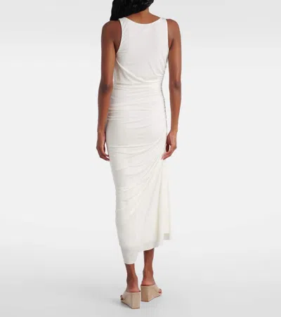 Alaïa Asymmetrical Gathered Jersey Maxi Dress In White