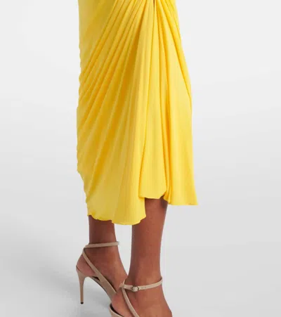 Alaïa Asymmetrical Gathered Jersey Maxi Dress In Yellow