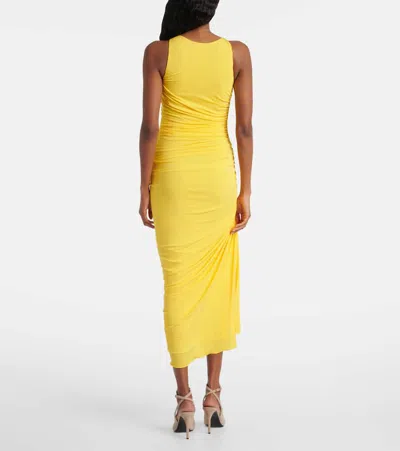 Alaïa Asymmetrical Gathered Jersey Maxi Dress In Yellow