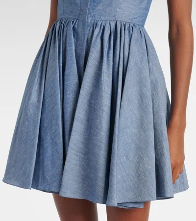 Alaïa Corset Cotton And Linen Minidress In Blue