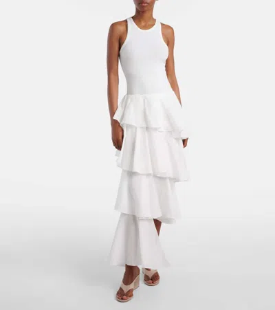 Alaïa Asymmetric Cotton And Linen Maxi Skirt In White