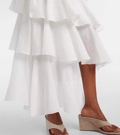 Alaïa Asymmetric Cotton And Linen Maxi Skirt In White