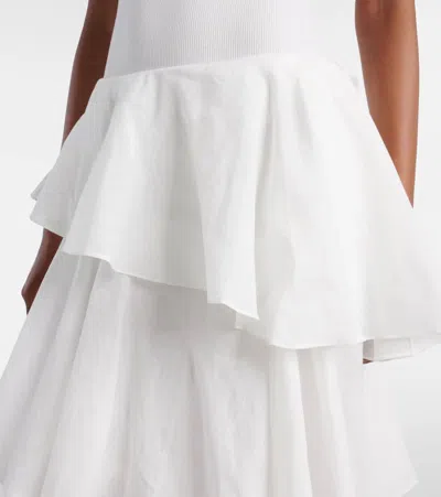 Alaïa Asymmetric Cotton And Linen Maxi Skirt In White