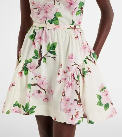 Oscar De La Renta Floral Cotton-blend Minidress In White