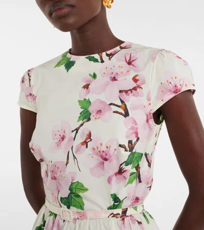 Oscar De La Renta Floral Cotton-blend Minidress In White
