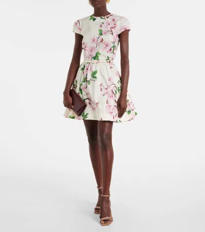 Oscar De La Renta Floral Cotton-blend Minidress In White