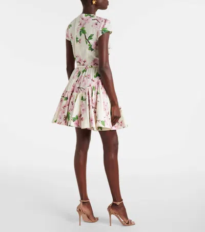 Oscar De La Renta Floral Cotton-blend Minidress In White