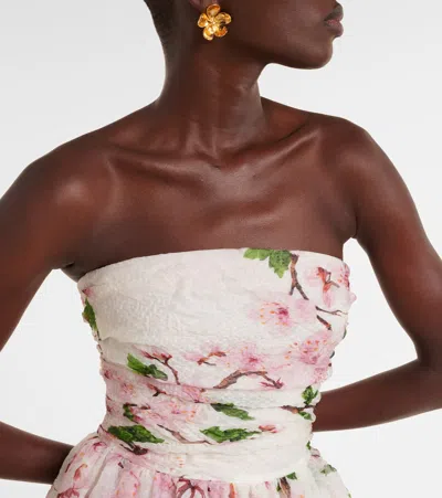 Oscar De La Renta Floral Silk-blend Organza Bustier Dress In Multi