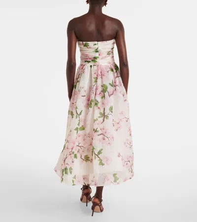Oscar De La Renta Floral Silk-blend Organza Bustier Dress In Multi