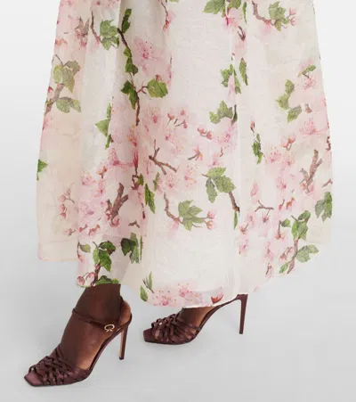 Oscar De La Renta Floral Silk-blend Organza Bustier Dress In Multi