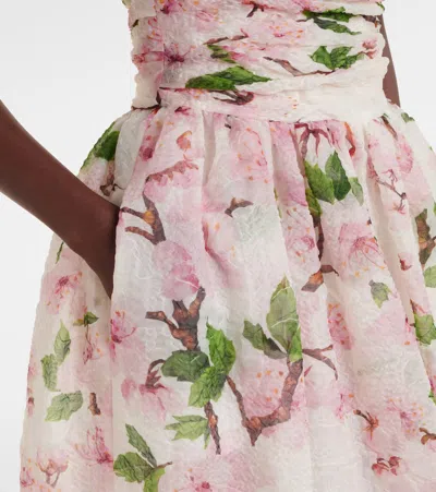 Oscar De La Renta Floral Silk-blend Organza Bustier Dress In Multi