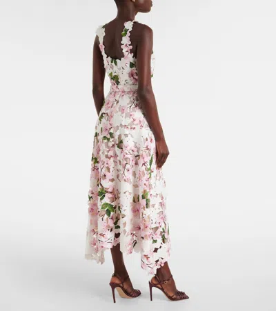 Oscar De La Renta Cherry Blossom Guipure Dress In Multi
