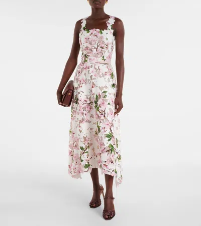 Oscar De La Renta Cherry Blossom Guipure Dress In Multi