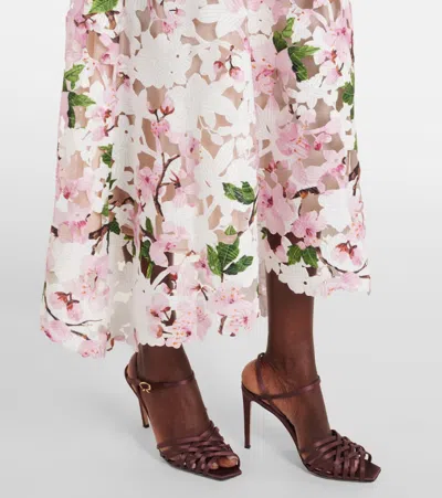 Oscar De La Renta Cherry Blossom Guipure Dress In Multi