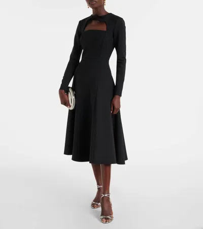 Oscar De La Renta Cutout Wool-blend Cocktail Dress In Black