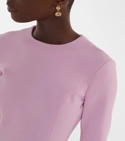 Oscar De La Renta Asymmetric Wool-blend Cocktail Dress In Pink