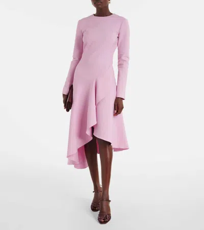 Oscar De La Renta Asymmetric Wool-blend Cocktail Dress In Pink