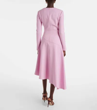 Oscar De La Renta Asymmetric Wool-blend Cocktail Dress In Pink