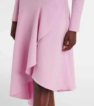 Oscar De La Renta Asymmetric Wool-blend Cocktail Dress In Pink
