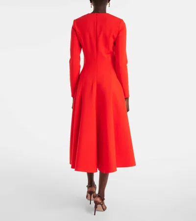 Oscar De La Renta Cutout Wool-blend Cocktail Dress In Red