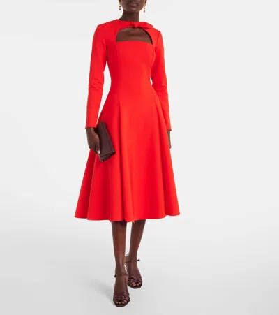 Oscar De La Renta Cutout Wool-blend Cocktail Dress In Red