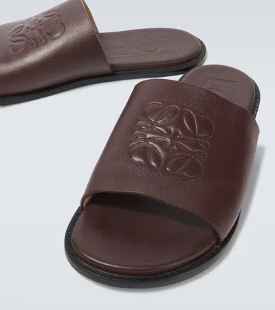 Loewe Flex Anagram Slide In Soft Calfskin In Burgundy