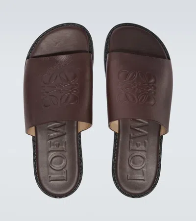 Loewe Flex Anagram Slide In Soft Calfskin In Burgundy