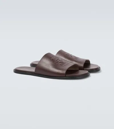 Loewe Flex Anagram Slide In Soft Calfskin In Burgundy