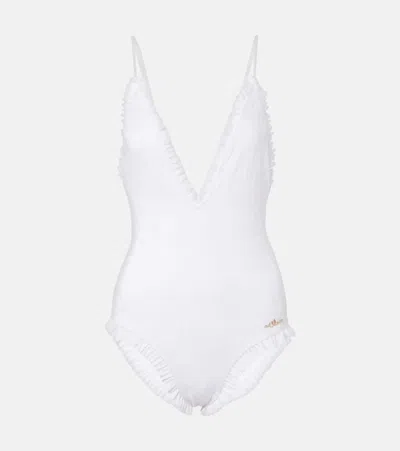 Chloé Ruffle-trim Eyelet Nylon One-piece