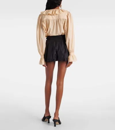 Chloé Belted High-rise Silk Habotai Shorts In Black