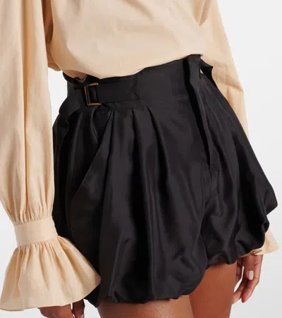 Chloé Belted High-rise Silk Habotai Shorts In Black