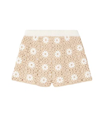 Zimmermann Cotton Crochet Cascadian Shorts In Nude