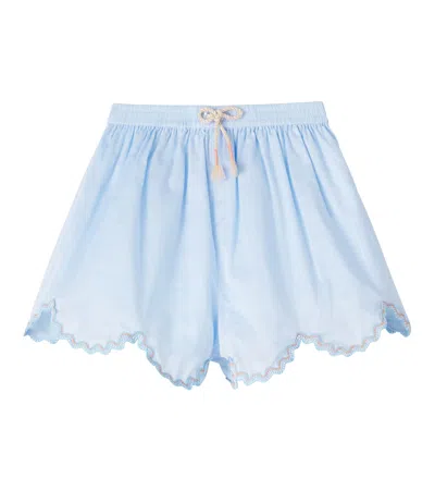 Zimmermann Cascadian Cotton Shorts In Blue