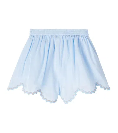 Zimmermann Cascadian Cotton Shorts In Blue