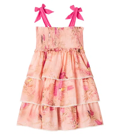 Zimmermann Cotton Cascadian Tiered Dress In Pink