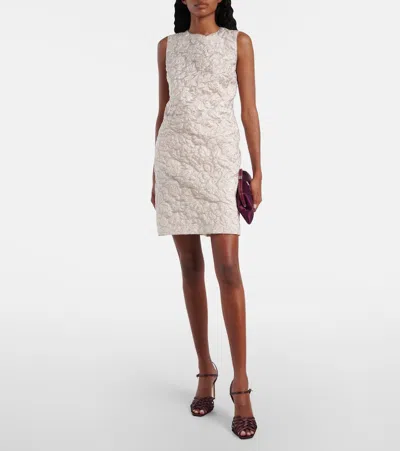 Carolina Herrera Metallic Floral Sleeveless Mini Shift Dress In Neutral