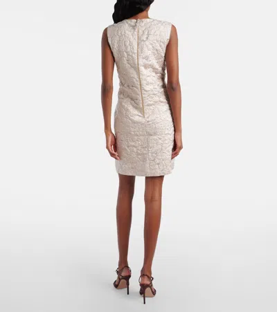 Carolina Herrera Metallic Floral Sleeveless Mini Shift Dress In Neutral