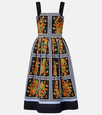 Carolina Herrera Cotton Faille Midi Dress In Multi